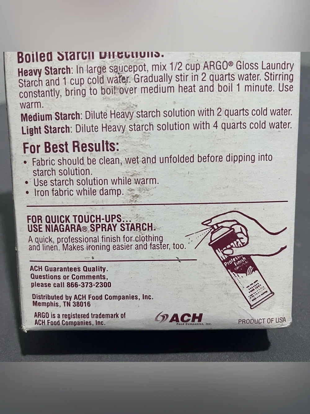 Argo Gloss Laundry Starch Crisp Finish 16 oz Discontinued Red Box NOS Vtg NWT
